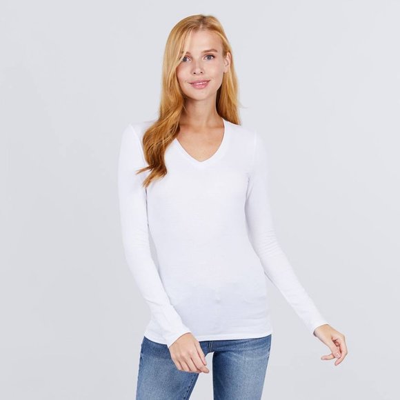 Cotton Jersey V-Neck Top - Picture 2 of 16